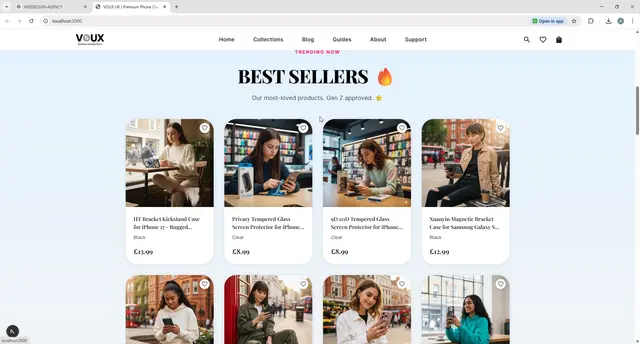 VOUX Shopify best sellers mobile layout optimised for touch