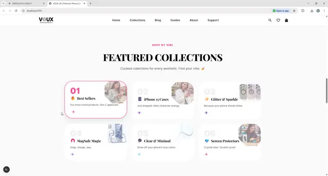 VOUX Shopify tactile collection grid